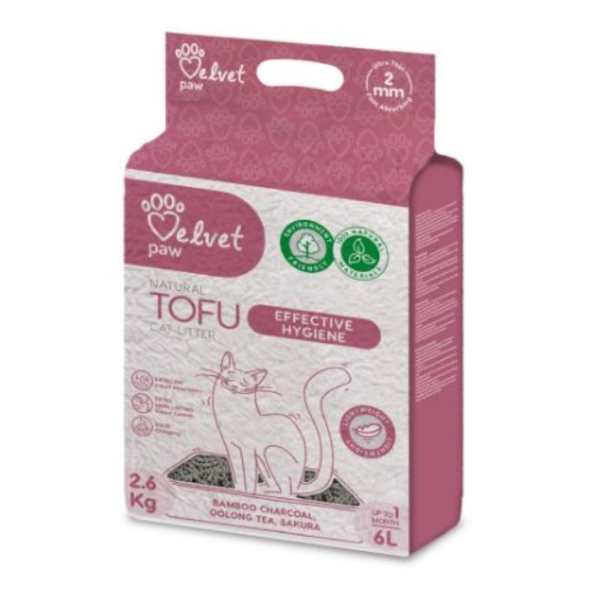 VELVET PAW TOFU Наповнювач туалетів для котів з бамбуковим вугіллям, 6 л/2,6 кг