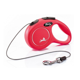 Flexi New Classic XS Повідець-рулетка для котів і собак до 8 кг, трос, 3 м, червона