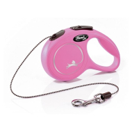 Flexi New Classic XS Повідець-рулетка для котів і собак до 8 кг, трос, 3 м, рожева