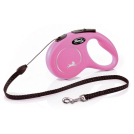 Flexi New Classic S Повідець-рулетка для собак до 12 кг, трос, 5 м, рожева