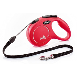 Flexi New Classic M Повідець-рулетка для собак до 20 кг, трос, 5 м, червона