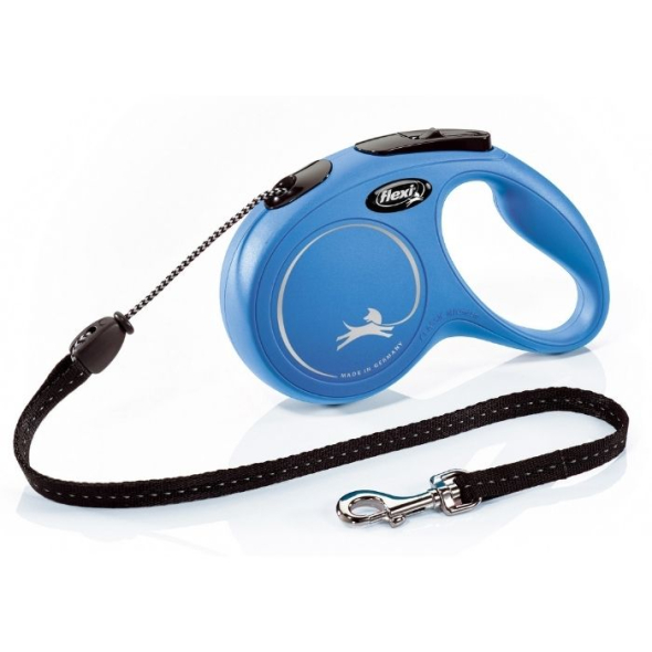 Flexi New Classic M Повідець-рулетка для собак до 20 кг, трос, 5 м, синя