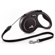 Flexi New Classic M Повідець-рулетка для собак до 20 кг, трос, 5 м, чорна