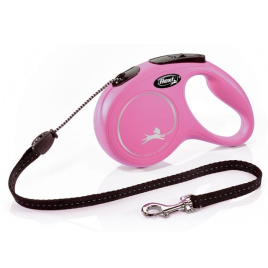 Flexi New Classic M Повідець-рулетка для собак до 20 кг, трос, 5 м, рожева