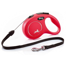 Flexi New Classic S Повідець-рулетка для собак до 12 кг, трос, 8 м, червона