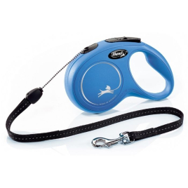 Flexi New Classic S Повідець-рулетка для собак до 12 кг, трос, 8 м, синя