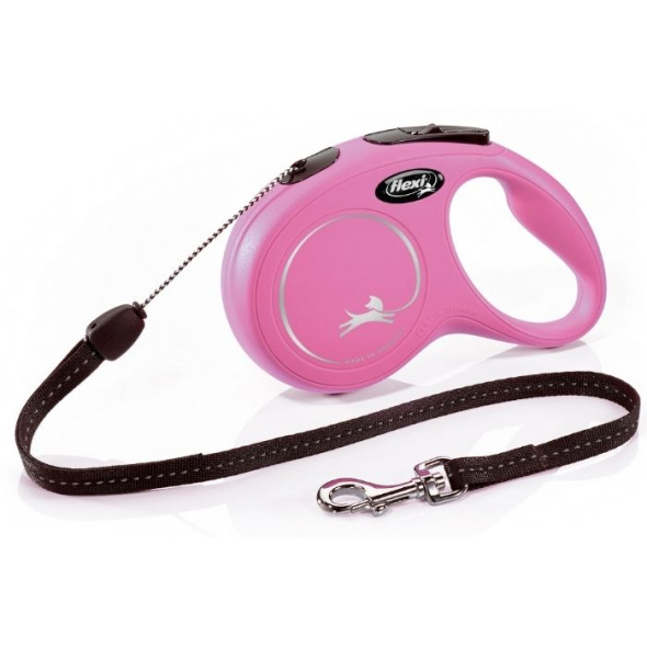 Flexi New Classic S Повідець-рулетка для собак до 12 кг, трос, 8 м, рожева
