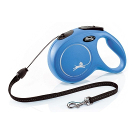 Flexi New Classic M Повідець-рулетка для собак до 20 кг, трос, 8 м, синя
