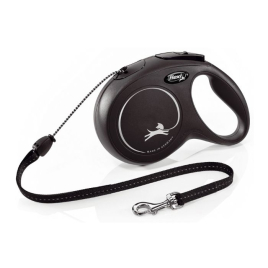 Flexi New Classic M Повідець-рулетка для собак до 20 кг, трос, 8 м, чорна