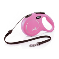 Flexi New Classic M Повідець-рулетка для собак до 20 кг, трос, 8 м, рожева