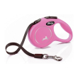 Flexi New Classic XS Повідець-рулетка для котів і собак до 12 кг, стрічка, 3 м, рожева