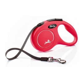 Flexi New Classic S Повідець-рулетка для собак до 15 кг, стрічка, 5 м, червона