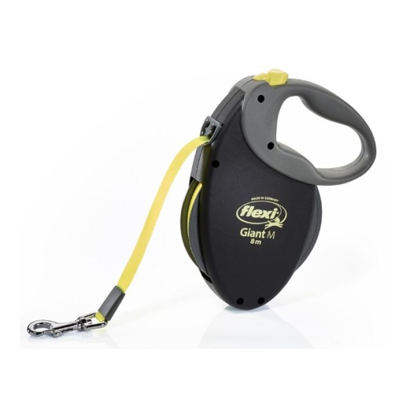Flexi Giant Neon M Повідець-рулетка для собак вагою до 25 кг, стрічка, 8 м, жовта