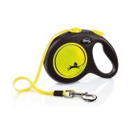 Flexi New Neon L Повідець-рулетка світловідбивна для собак до 50 кг, стрічка, 5 м, жовта