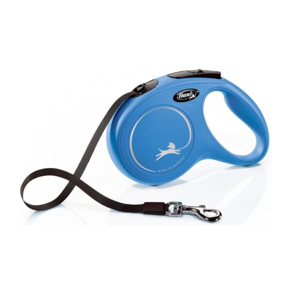 Flexi New Classic M Повідець-рулетка для собак до 25 кг, стрічка, 5 м, синя