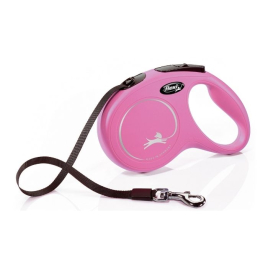 Flexi New Classic M Повідець-рулетка для собак до 25 кг, стрічка, 5 м, рожева