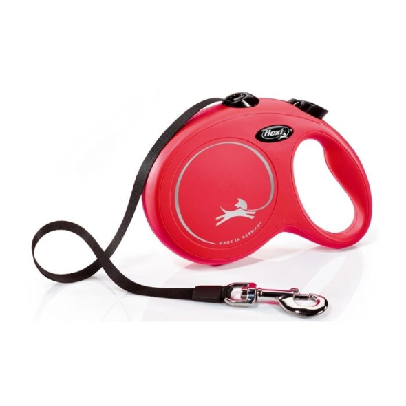 Flexi New Classic L Повідець-рулетка для собак до 50 кг, стрічка, 5 м, червона