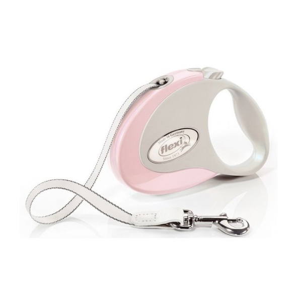 Flexi Style S Повідець-рулетка для собак до 12 кг, стрічка, 3 м, рожева