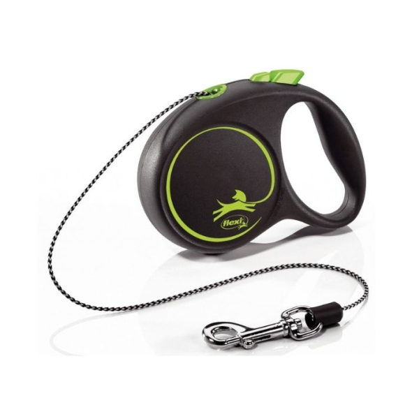 Flexi Black Design XS Повідець-рулетка для котів і собак вагою до 8 кг, трос, 3 м, зелена