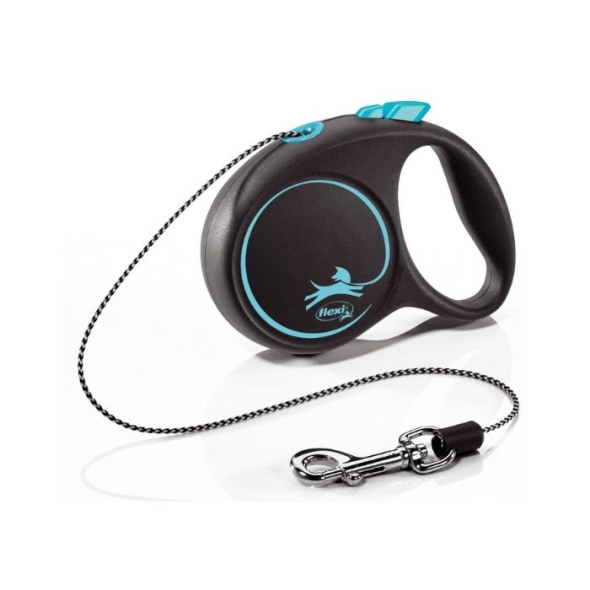 Flexi Black Design XS Повідець-рулетка для котів і собак вагою до 8 кг, трос, 3 м, синя