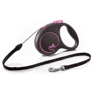 Flexi Black Design S Повідець-рулетка для собак вагою до 12 кг, трос, 5 м, рожева