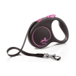 Flexi Black Design S Повідець-рулетка для собак вагою до 15 кг, стрічка, 5 м, рожева