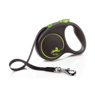 Flexi Black Design S Повідець-рулетка для собак вагою до 15 кг, стрічка, 5 м, зелена
