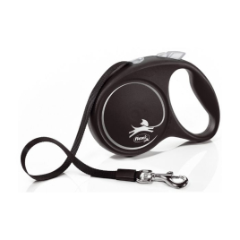 Flexi Black Design M Повідець-рулетка для собак вагою до 25 кг, стрічка, 5 м, чорна
