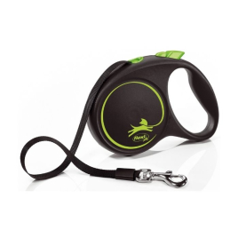 Flexi Black Design M Повідець-рулетка для собак вагою до 25 кг, стрічка, 5 м, зелена