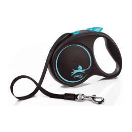 Flexi Black Design M Повідець-рулетка для собак вагою до 25 кг, стрічка, 5 м, синя
