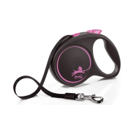 Flexi Black Design L Повідець-рулетка для собак вагою до 50 кг, стрічка, 5 м, рожева