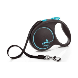 Flexi Black Design L Повідець-рулетка для собак вагою до 50 кг, стрічка, 5 м, синя