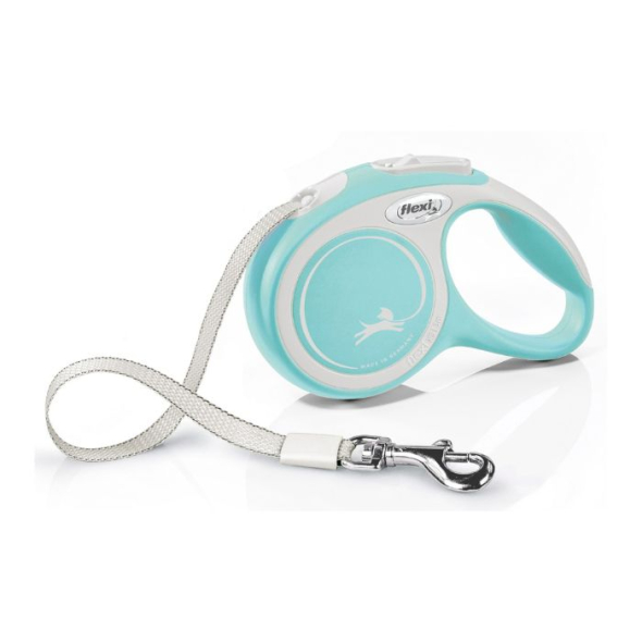 Flexi New Comfort S Повідець-рулетка для собак до 15 кг, стрічка, 5 м, блакитна
