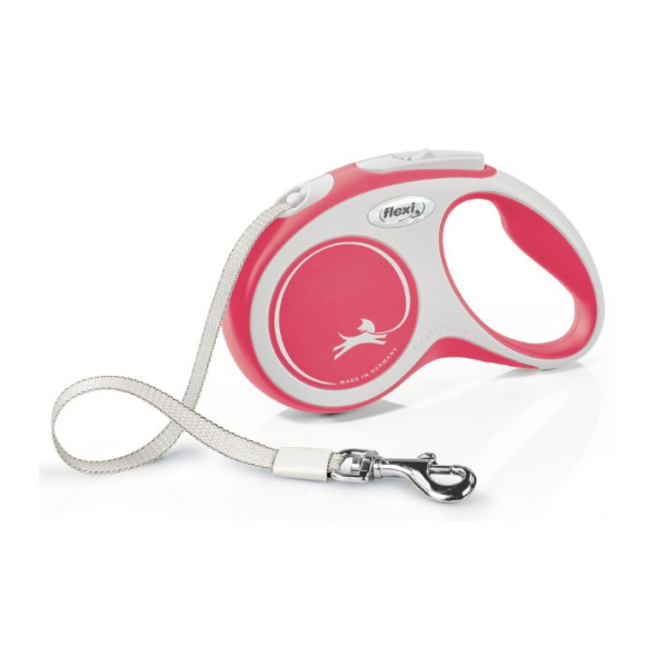 Flexi New Comfort S Повідець-рулетка для собак до 15 кг, стрічка, 5 м, червона