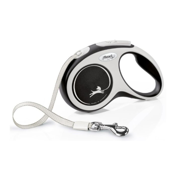 Flexi New Comfort S Повідець-рулетка для собак до 15 кг, стрічка, 5 м, чорна