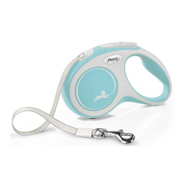 Flexi New Comfort M Повідець-рулетка для собак до 25 кг, стрічка, 5 м, блакитна