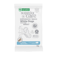 Nature's Protection Superior Care White Dogs Healthy hips &amp; joints Беззернові ласощі для дорослих собак із білим забарвленням з білою рибою, 110 г