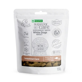 Nature's Protection Superior Care White Dogs Intestinal Care Ласощі для дорослих собак із білим забарвленням з білою рибою та рисом, 150 г