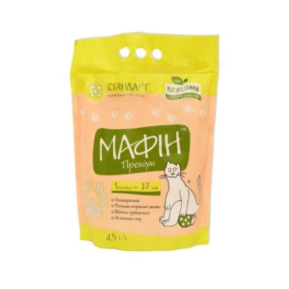 Мафін Преміум бентонітовий наповнювач для туалету стандарт, 4.5 л