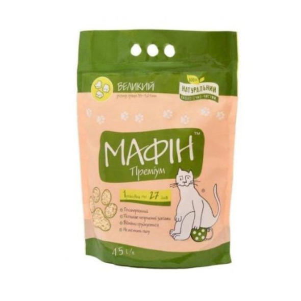 Мафін Преміум бентонітовий наповнювач для туалету великий, 4.5 л