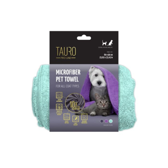 Tauro Pro Line Рушник з мікрофібри для домашніх тварин м'ятний, 60x90 см