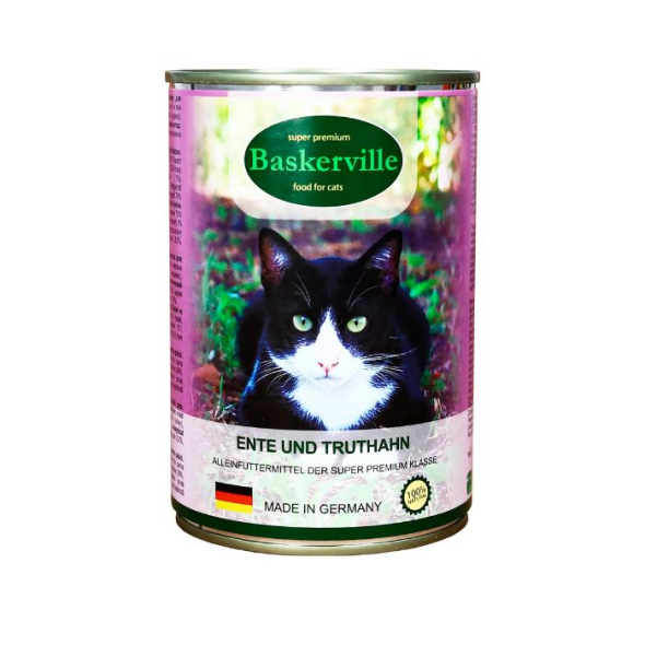 Baskerville Ente und Truthahn Вологий корм для котів качка з індичкою, 400 г - 2