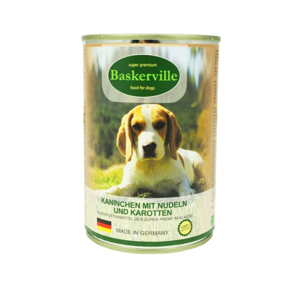 Baskerville Kaninchen mit Nudeln und Karotten Вологий корм для собак кролик з лапшою і морковою, 400 г