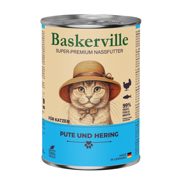 Baskerville Pute und Hering Вологий корм для котів індичка з рибою, 400 г