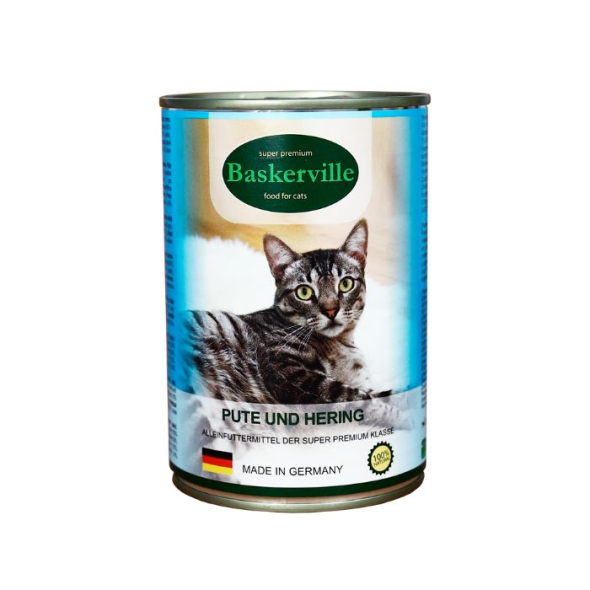 Baskerville Pute und Hering Вологий корм для котів індичка з рибою, 400 г - 2