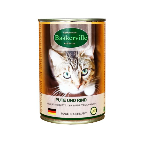 Baskerville Pute und Rind Вологий корм для котів індичка з яловичиною, 400 г