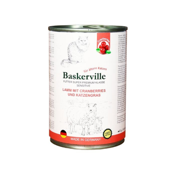 Baskerville Sensitive Lamm Mit Preiselbeeren Вологий корм для котів ягня з журавлиною та котячою м'ятою, 400 г