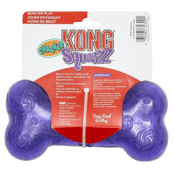 Kong Crackle Bone іграшка для собак, хрустка кісточка, фіолетова, розмір М - 2