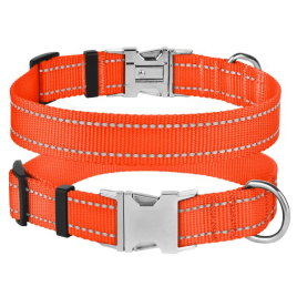 Barksi Active Нашийник для собак зі світловідбиттям і металевою пряжкою кораловий, розмір XS