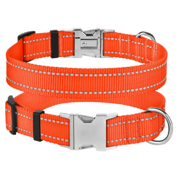 Barksi Active Нашийник для собак зі світловідбиттям і металевою пряжкою кораловий, розмір XS